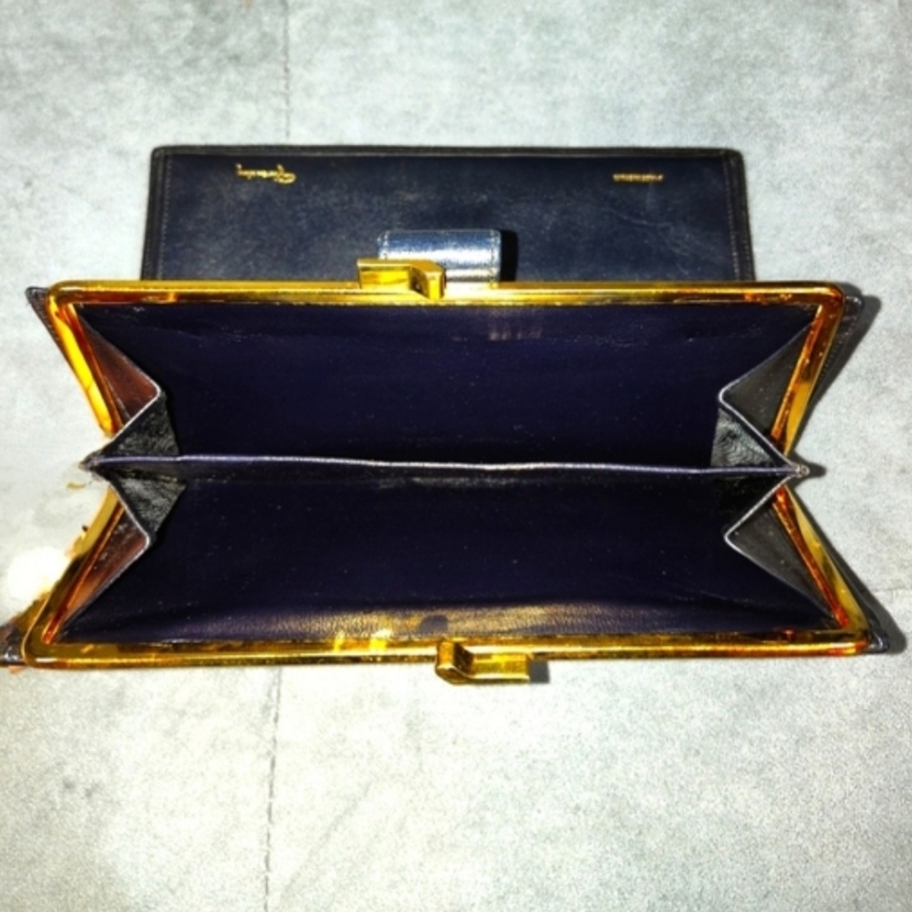 NWOT VINTAGE GIVENCHY NAVY BLUE MONOGRAM BI-FOLD SNAP LONG WALLET WITH DUSTBAG - Picture 12 of 14